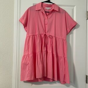 Pink mini shirt dress by HYFVE